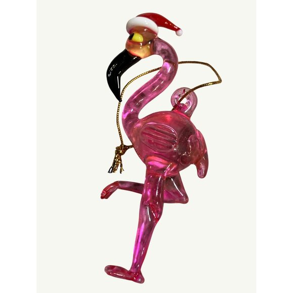Pink Flamingo  Christmas Ornament With Santa Hat - Picture 3 of 10